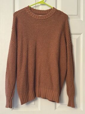 Textured Crewneck Sweater in Rust Brown